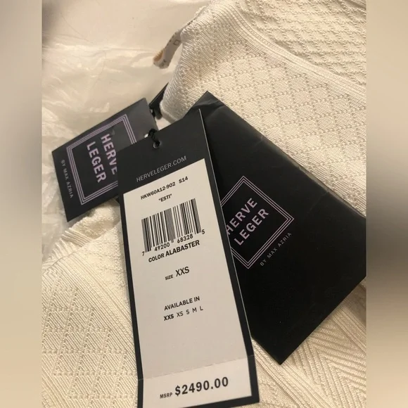 Hervé Léger Esti jacquard-effect bandage white gown - Picture 8 of 13